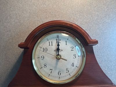 Vintage Brownstone Solid Wood Mantel Clock