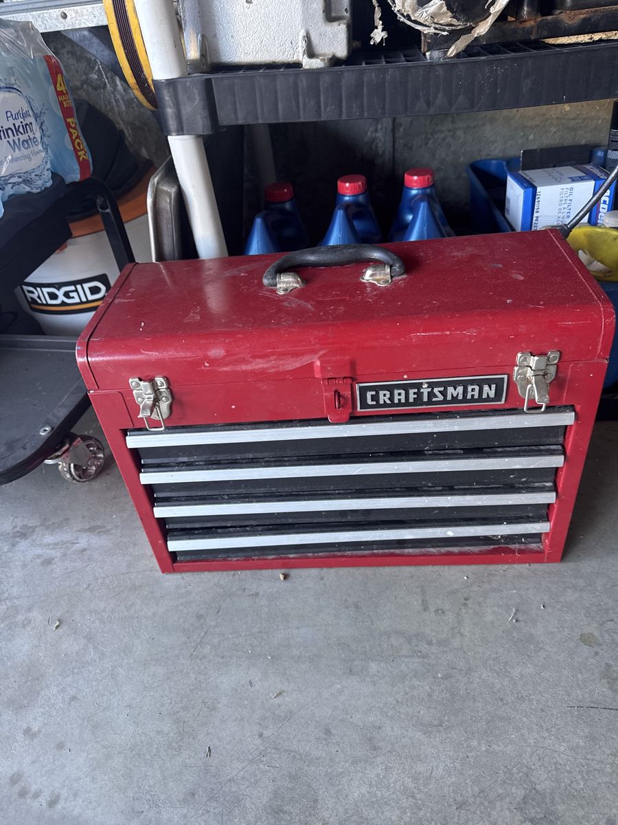Craftsman Vintage Red 4-Tier Rolling Tool Box - Good Condition with Minor Drawer Issue