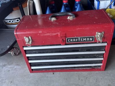 Craftsman Vintage Red 4-Tier Rolling Tool Box - Good Condition with Minor Drawer Issue