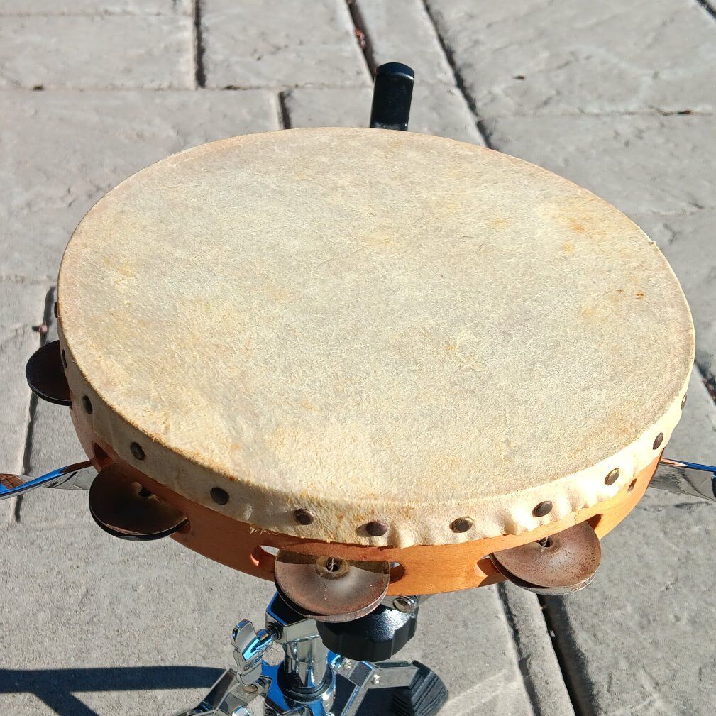Vintage natural skin tambourine 10 inch