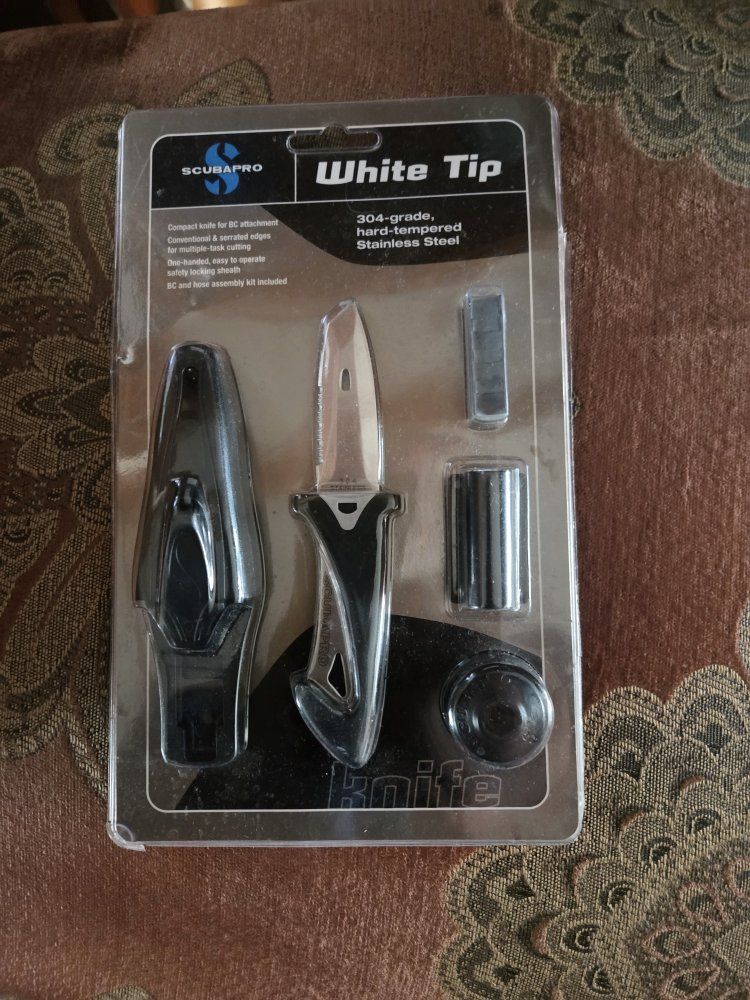 SCUBAPRO White Tip Dive Knife - 304 Stainless Steel, Compact w/ BC Attachment