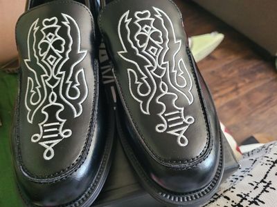 NOVAMEN Black Embroidered Loafers Size 8