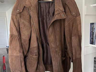 Men's Vintage Brown Genuine Leather Bomber Jacket - Size XL
