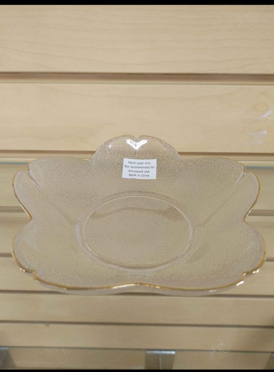 Star Shaped Glass plate / bowl ( NEW ) transparent  & gold