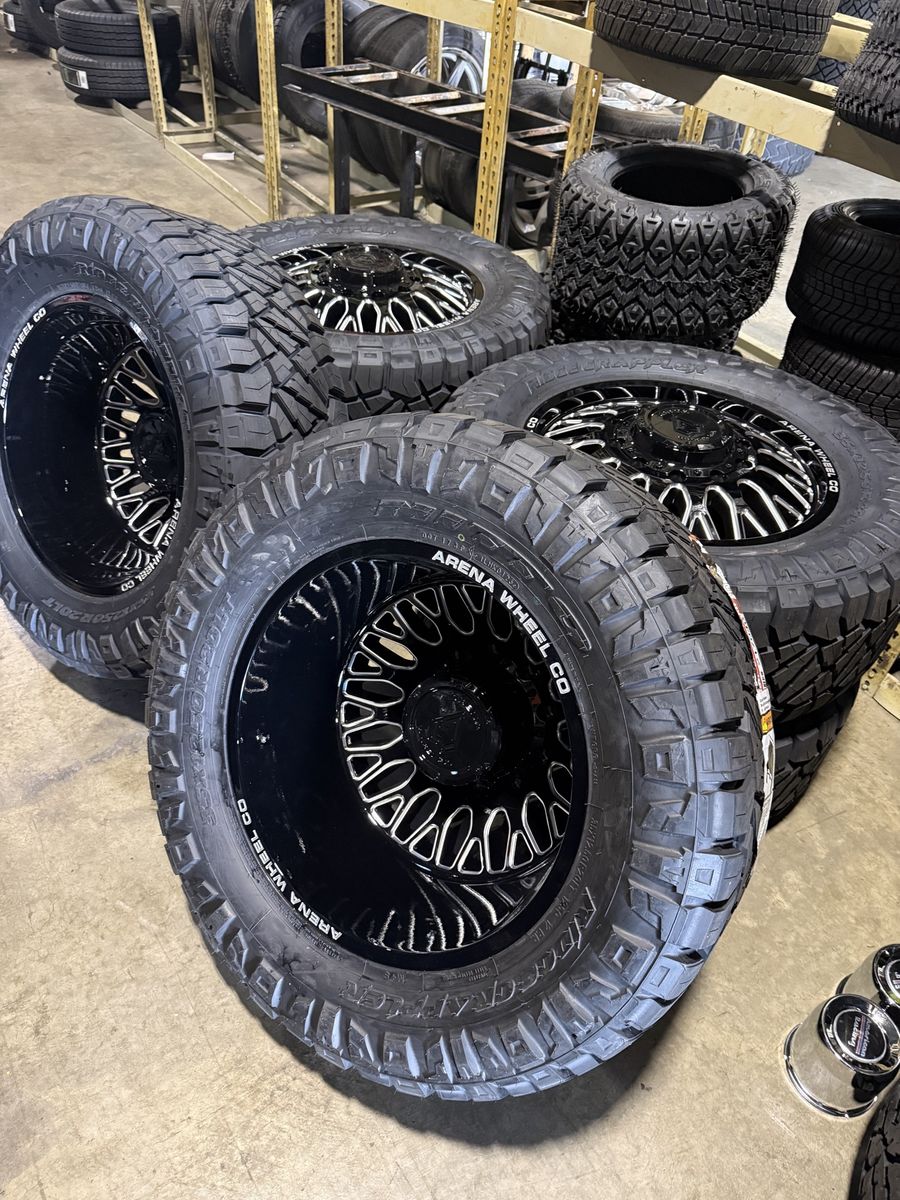 New 10 lug Dually DRW Nitto Ridge Grappler 35x12.50R20LT F 125Q Tires with Arena Wheel Monarch 10x225 Ford F450 F 450 Ram 4500