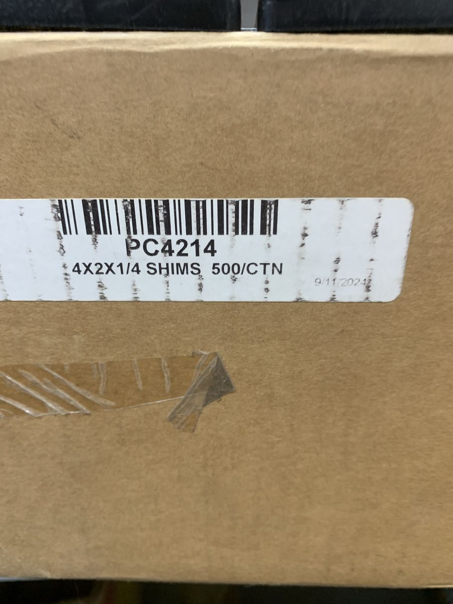 PC4214 4X2X1/4 Plastic Shims 500/CTN Carton Box