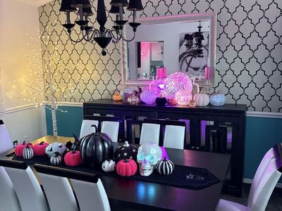 Long Black Light-Up Dinning Table