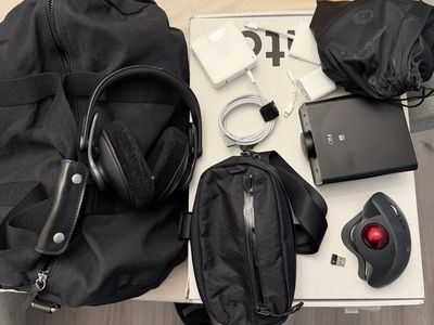 Office Clean Bundle - New TomToc backpack/sling, Logi MX Ergo, AKG headphones, and more