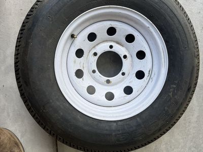 Super Trail ST225/75D15 Trailer Tire with White Steel Rim