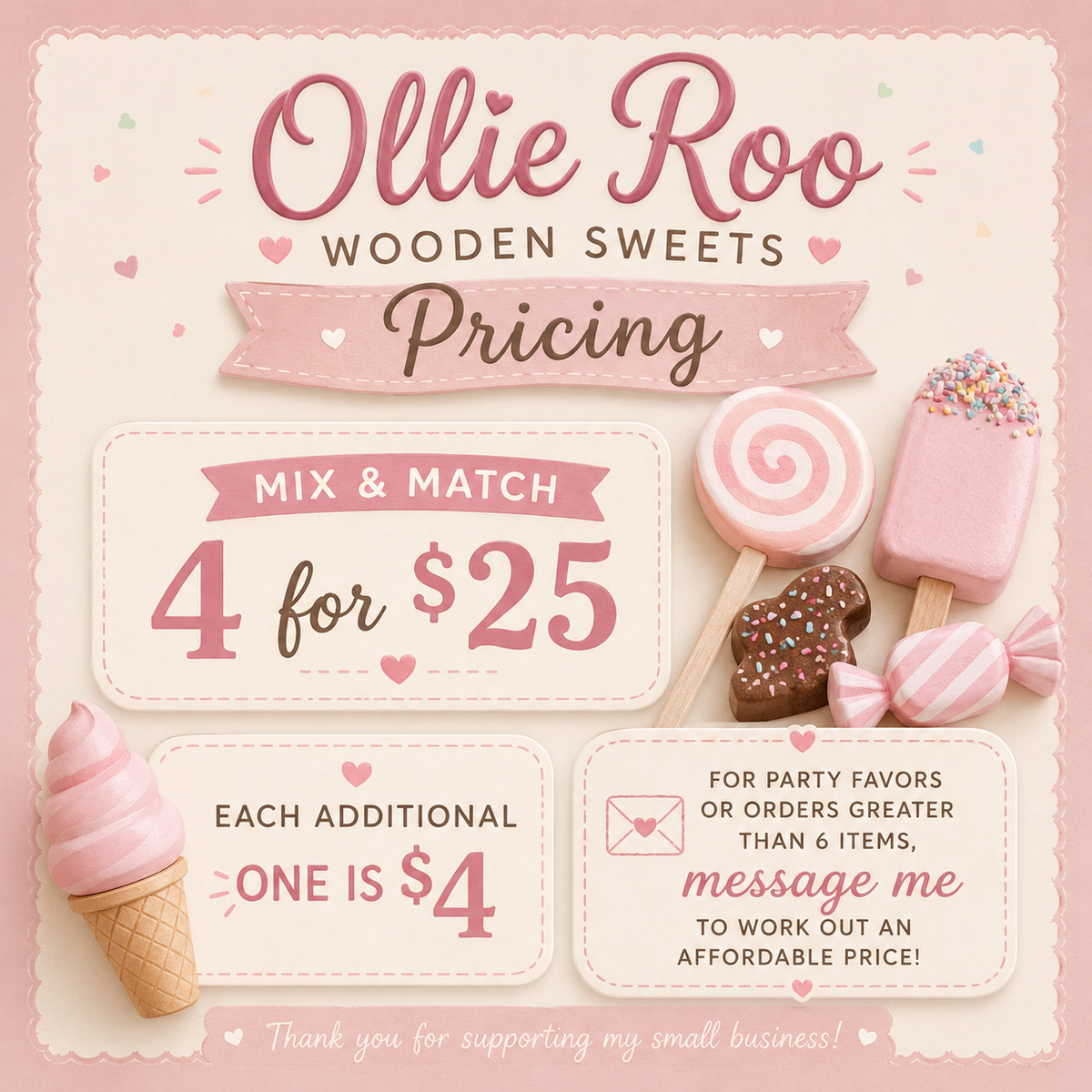Locally handmade wooden play food - imaginative play, party favors
