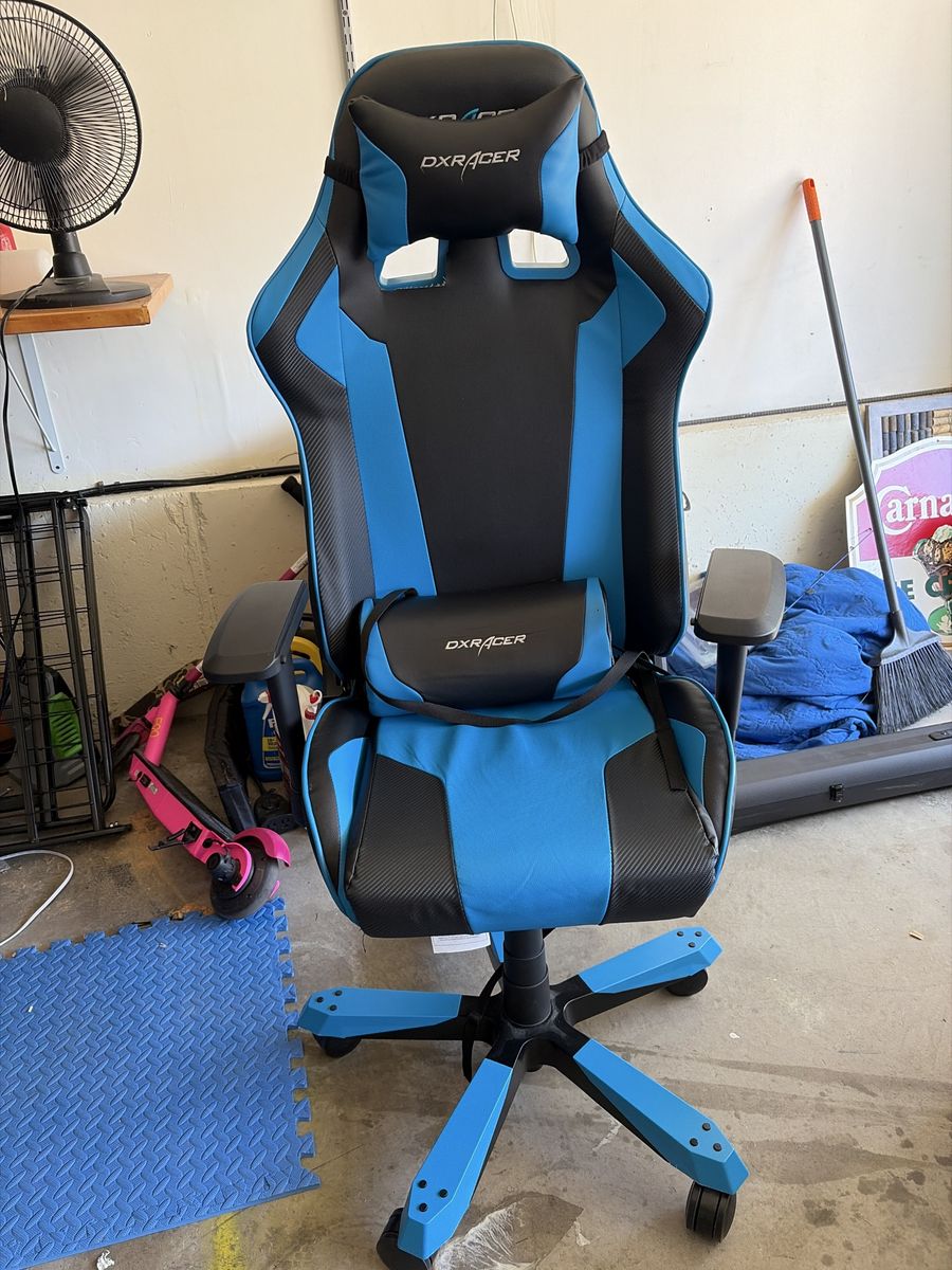 DXRacer Gaming Chair - Blue & Black, Lumbar Support, Adjustable Height