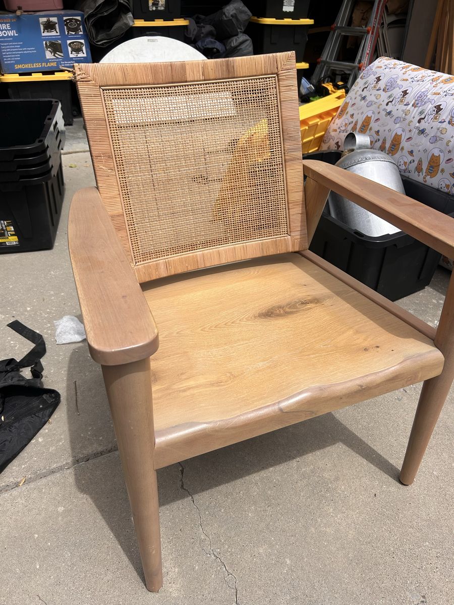 Decorative Wooden Chair with Rattan Backing
