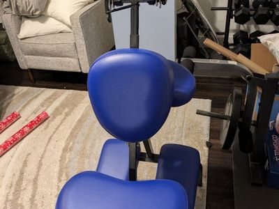Portable Folding Massage Chair - Blue Vinyl Padded Therapy Chair