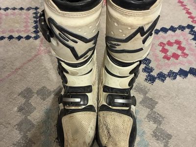 Alpinestars Tech 3 Motocross Boots - Men's Size 7 - White/Black - Missing Buckle