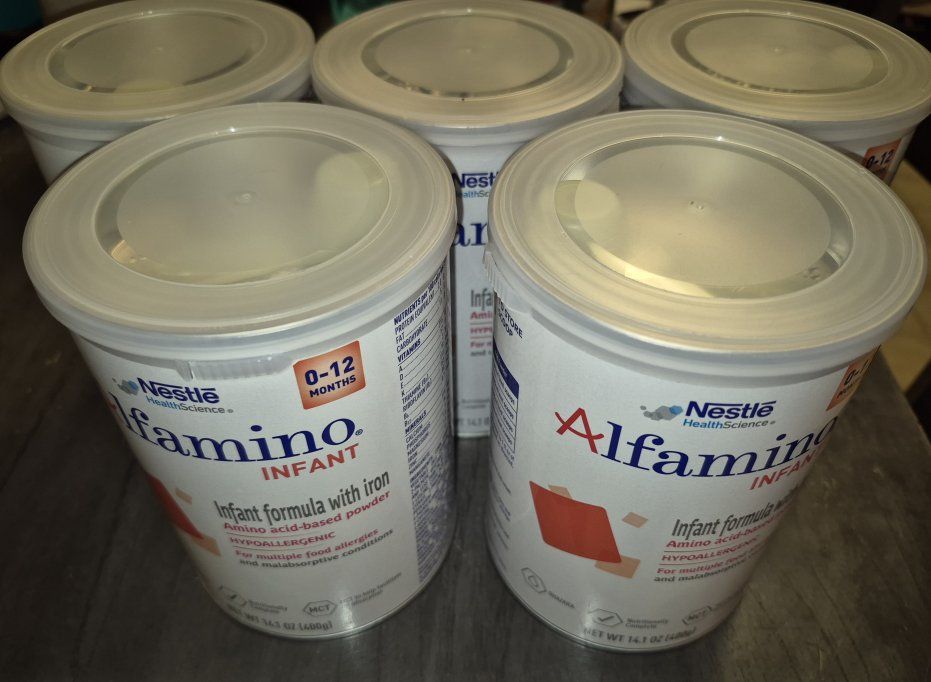 New 5 Pack 14.1oz Cans Alfamino Infant Formula amino acid-based hypoallergenic powdered formula by Nestlé