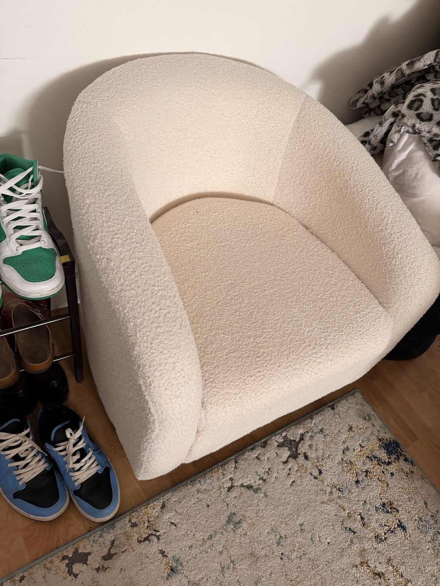 Cream Boucle Accent Barrel Chair - Modern Seating