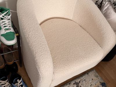 Cream Boucle Accent Barrel Chair - Modern Seating