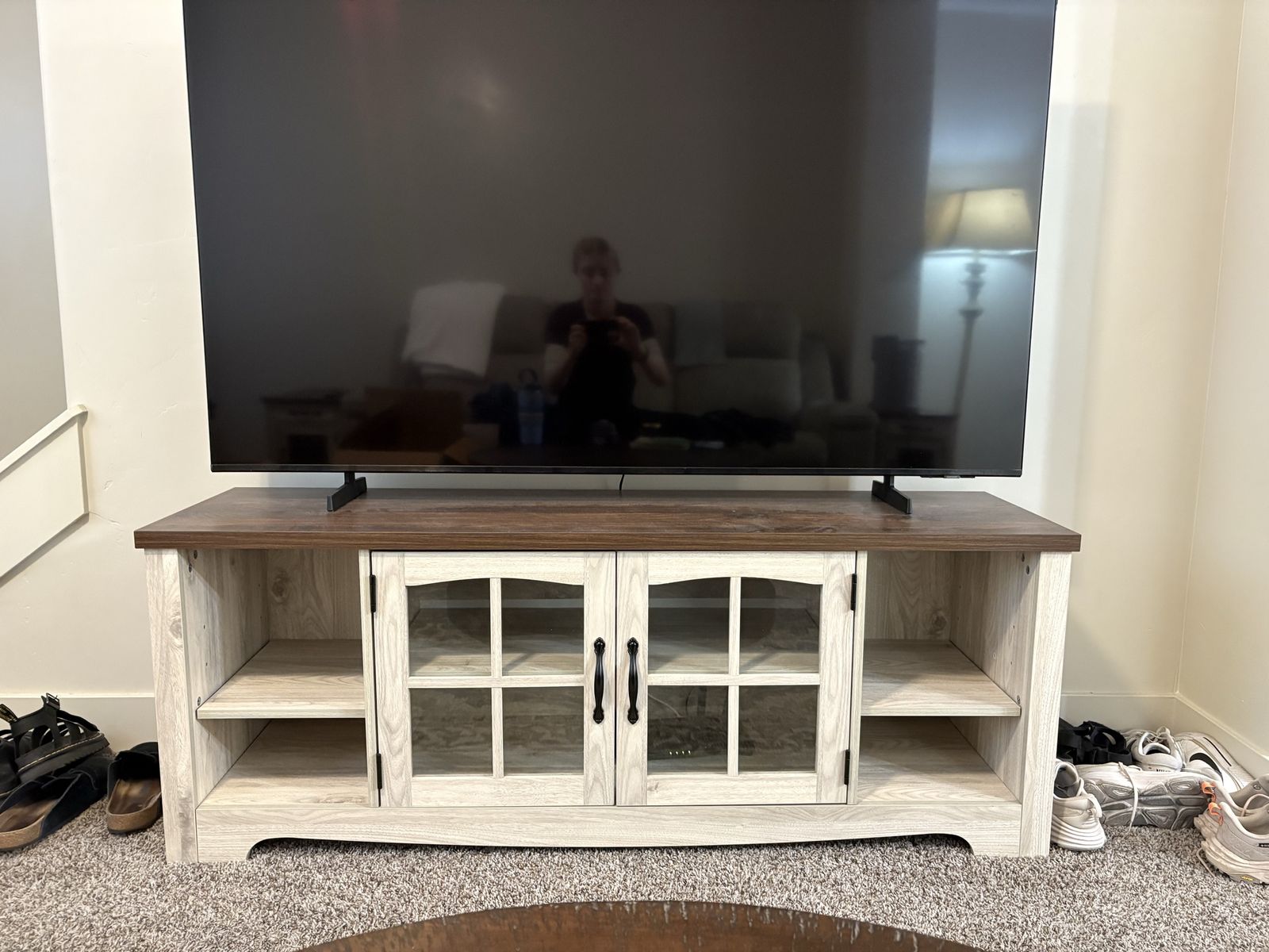 LINSY HOME 58" Farmhouse TV Stand and End Tables Set