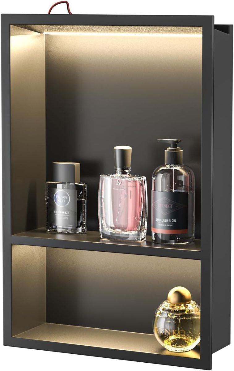 18" x 12" LED Shower Niche - Black Stainless Steel