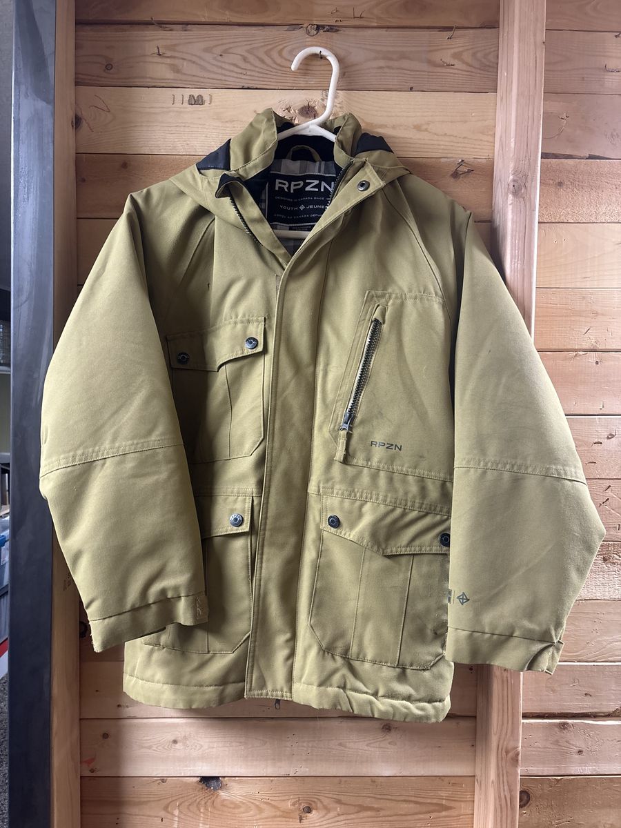 RPZN Youth Insulated Waterproof Winter Jacket - Khaki Green, Size Large