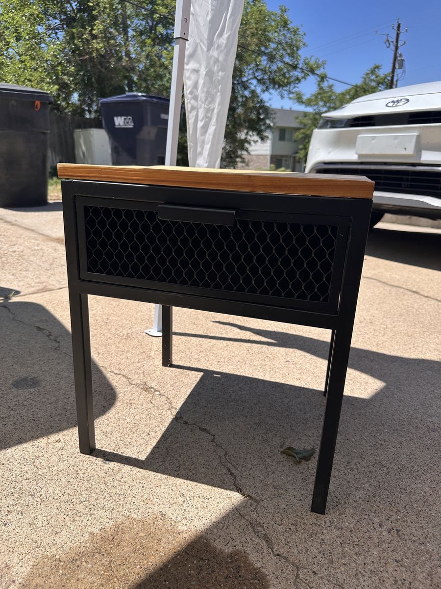 Wood and metal side table