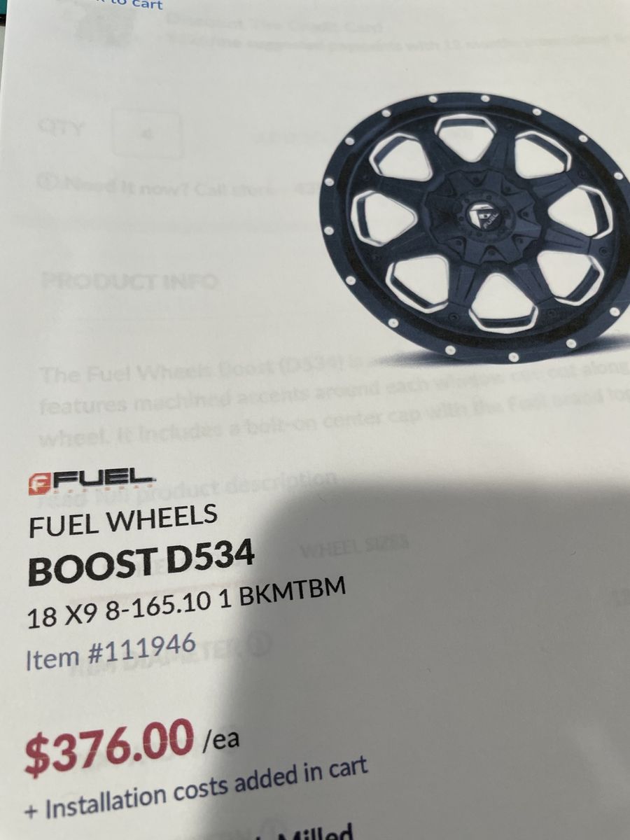 Fuel Boost D534 18x9 8-Lug Wheels - Matte Black Milled