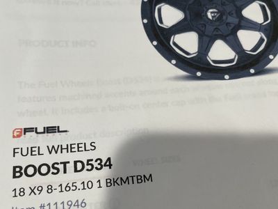 Fuel Boost D534 18x9 8-Lug Wheels - Matte Black Milled