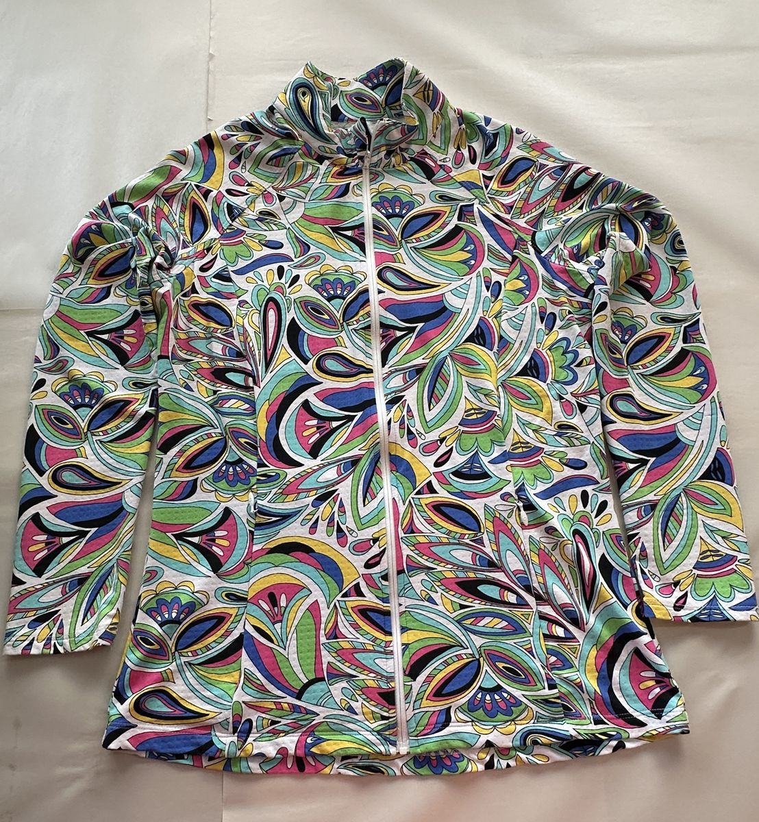 IBKUL Women’s Small Full Zip Golf Jacket Multicolor Print Long Sleeve Pockets