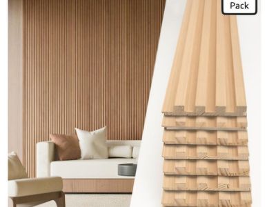 Art3d 108 x 5.7 Inch Slat Solid Wood Wall Paneling for Interior Decor, Oak Pack of 8pcs