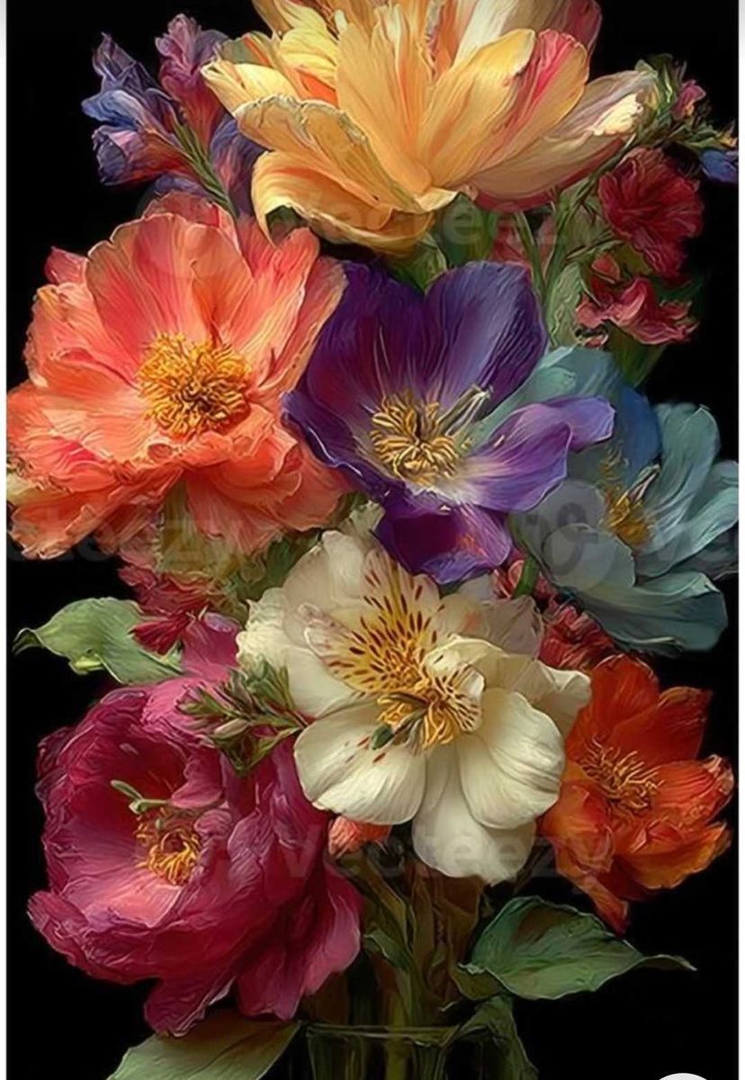 Colorful Flower Bouquet Print Wall Art Decor - Vibrant Floral Arrangement