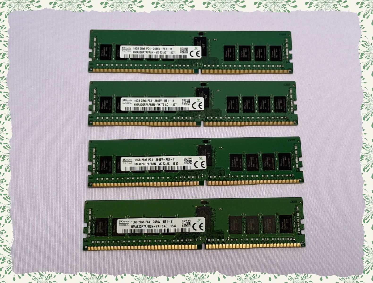 RAM 64 GB (x4) SK Hynix 16GB PC4-21300 DDR4-2666MHz Registered ECC CL19 288-Pin DIMM 1.2V Dual Rank Memory Module