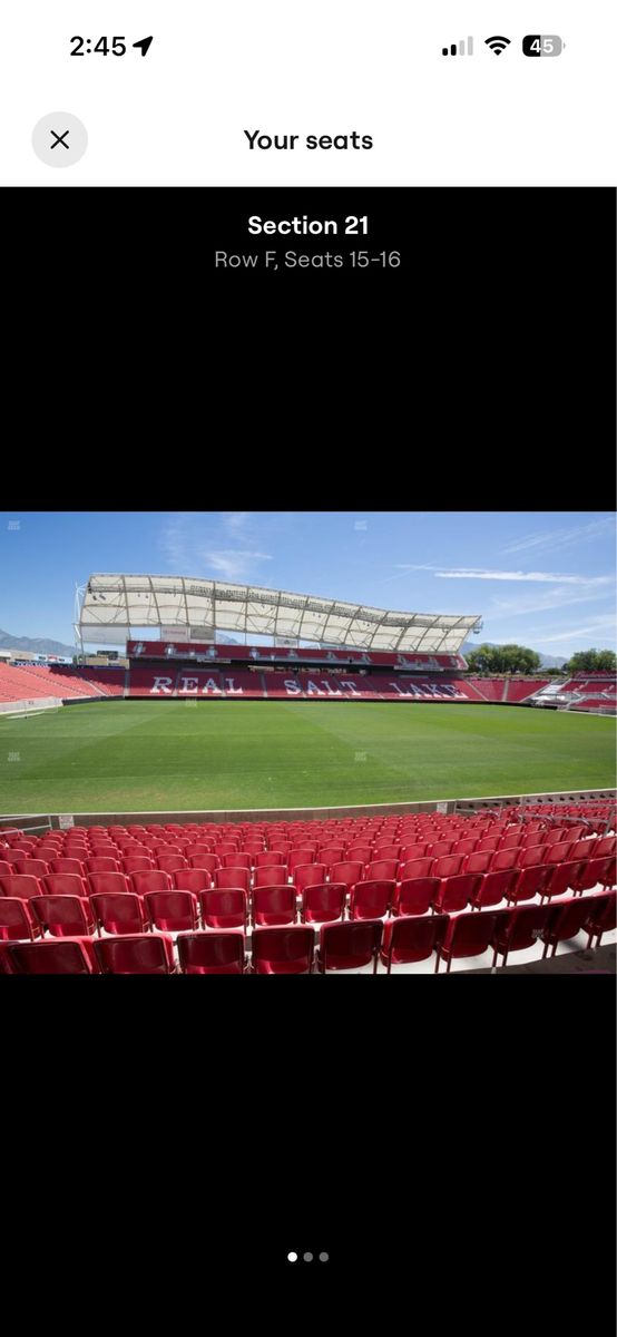 Real Salt Lake Tickets - Section 21 Row F Seats 15-16 (Multiple Games Available)