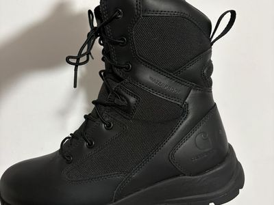 Carhartt Black 8 Inch Waterproof Side Zip Tactical Boots - Men's Size 7.5