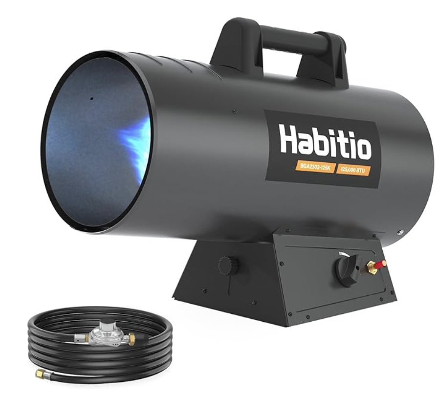 NEW 125,000 BTU Forced Air Propane Heater, Portable Torpedo Heater 10 ft hose with regulator