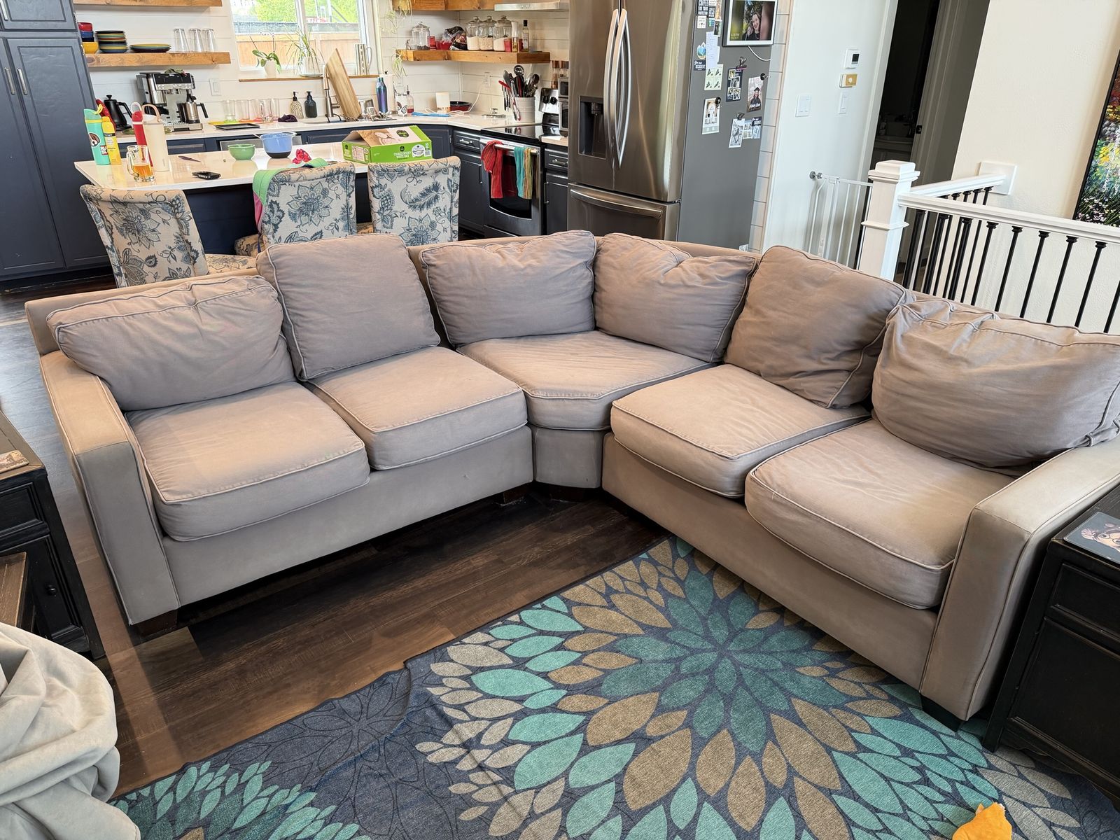 Free Sectional Sofa, L-Shaped, Light Gray Fabric from Pottery Barn
