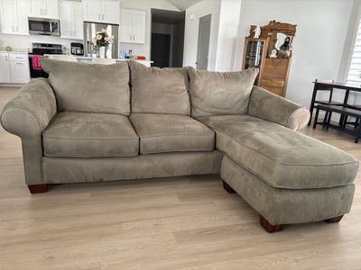 Tan Microfiber Sectional Sofa with Right or Left-Facing Chaise and Matching Loveseat Set