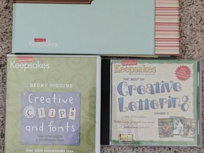 Creative Keepsakes Scrapbooking Lot: Becky Higgins Sketches, Creative Clips & Fonts, Lettering CDs