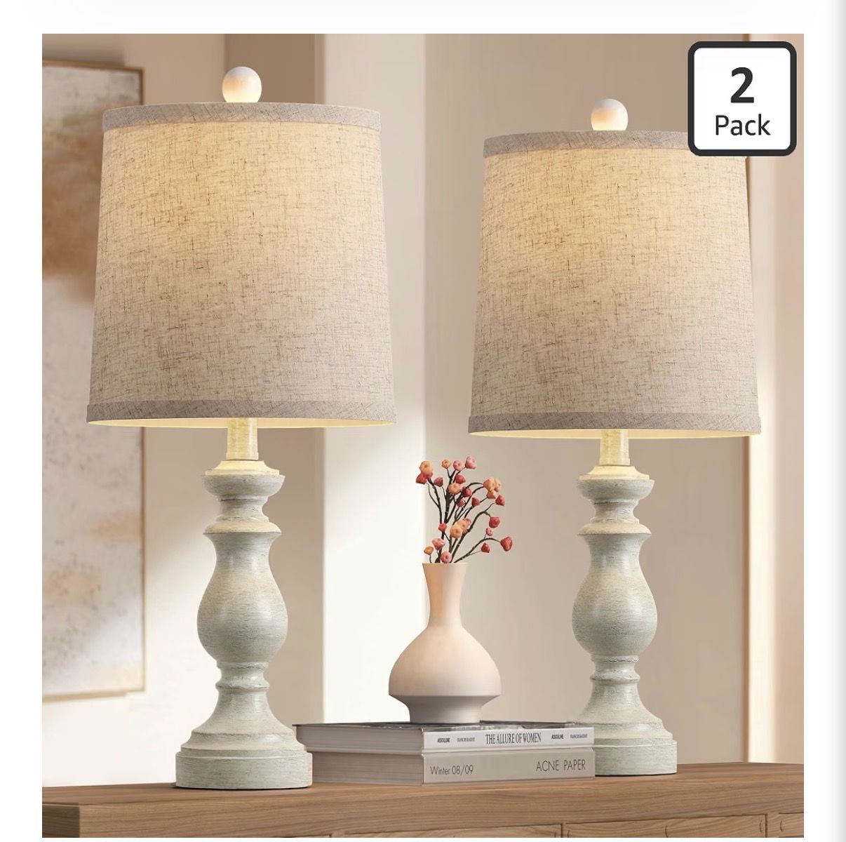 2 NEW in Box Farmhouse Rustic Table Lamps 