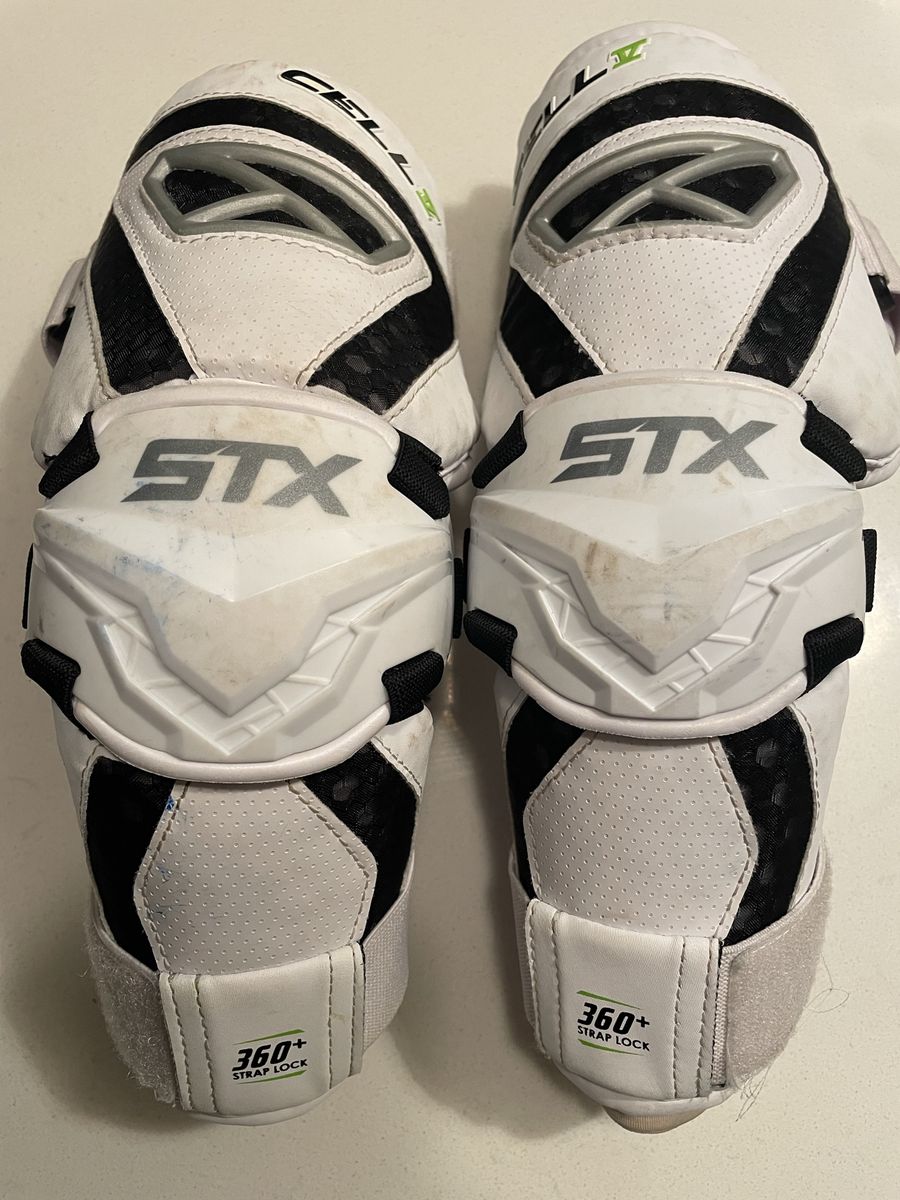 STX Cell V Lacrosse Elbow Pads Guards - White/Black - Used