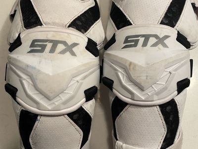 STX Cell V Lacrosse Elbow Pads Guards - White/Black - Used