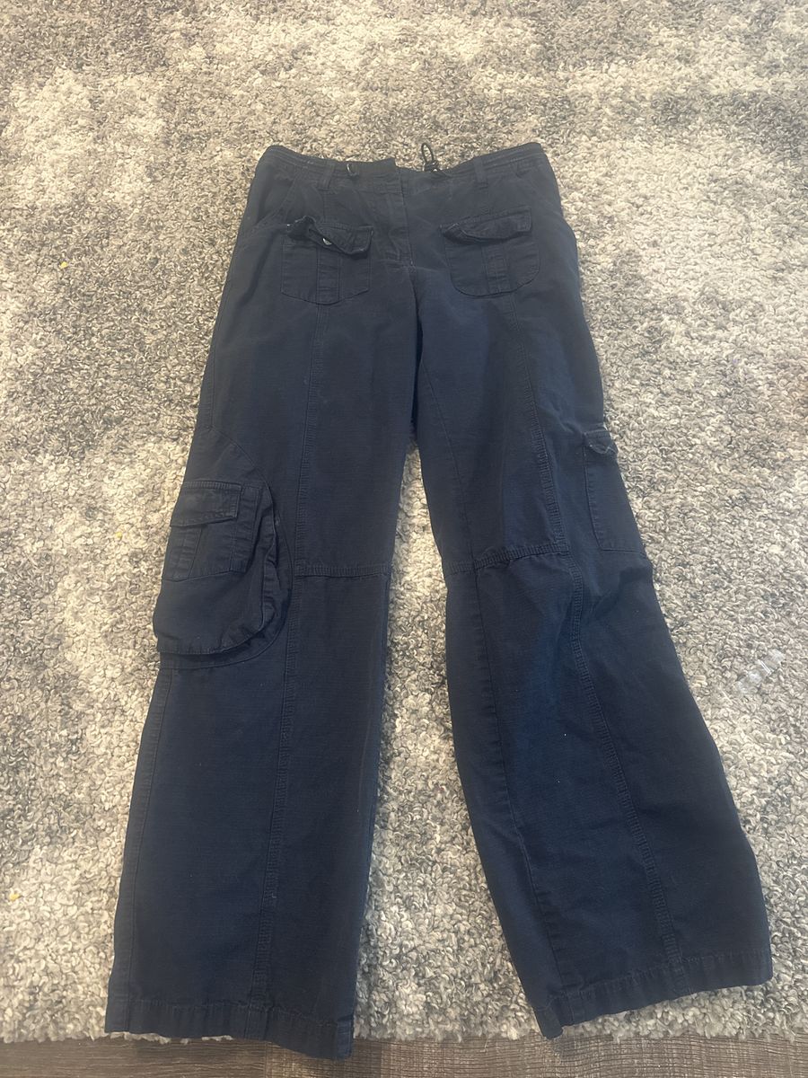 Brandy Melville John Galt Navy Blue Cargo Jeans - Wide Leg, Very Good Condition