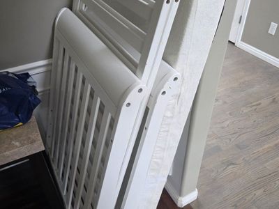 White Wooden Crib with Mattress - Used