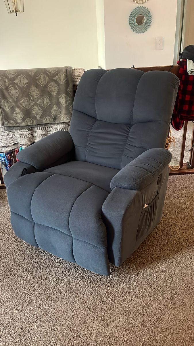 Massager recliner & small end table with drawer