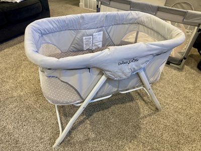 Dream On Me Grey Bassinet - Portable Baby Sleeper with Mesh Sides, Gentle Use