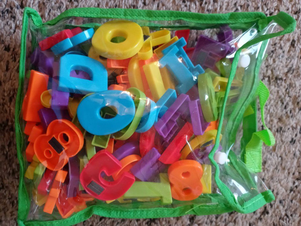 Colorful Magnetic Letters & Numbers Educational Toy Set in Clear Storage Bag