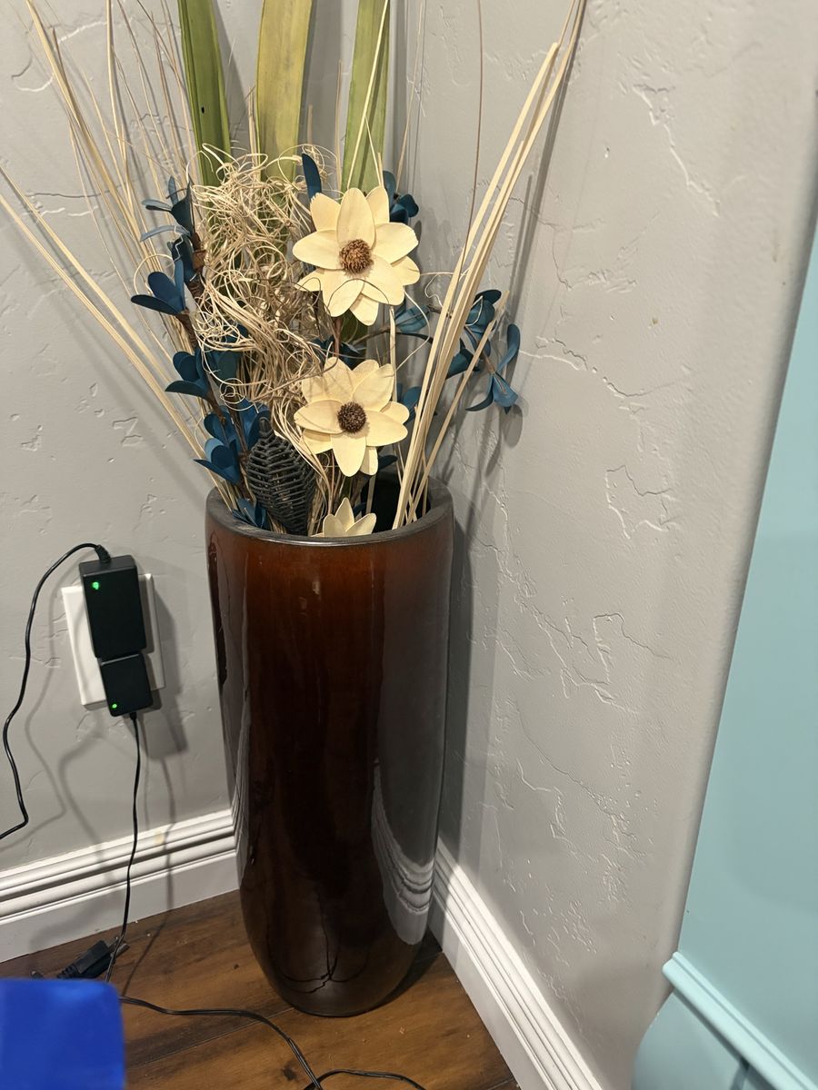 Home Decor Bundle - Large Floor Vase with Fillers, 3 Table Vases & 3 Purple Glass Jars
