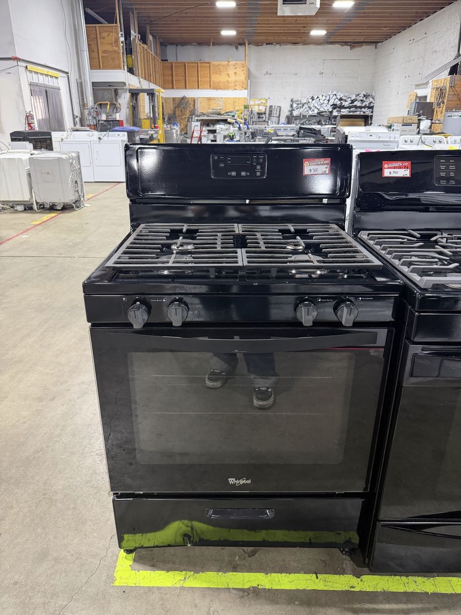 Good Whirlpool Black Gas Range with Power Burner - Used