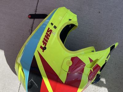 SHIFT Yellow/Red/Blue Full Face Helmet with GoPro Mount - Used MX/BMX