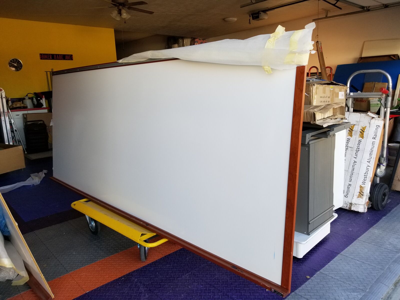 4' x 10' Porcelain Magnetic Whiteboard, 2" Cherry Wood Frame with Marker Tray, 1 Marker, 1 Eraser, Made in the USA