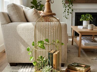 Vintage Metal Bird Cage with Hook